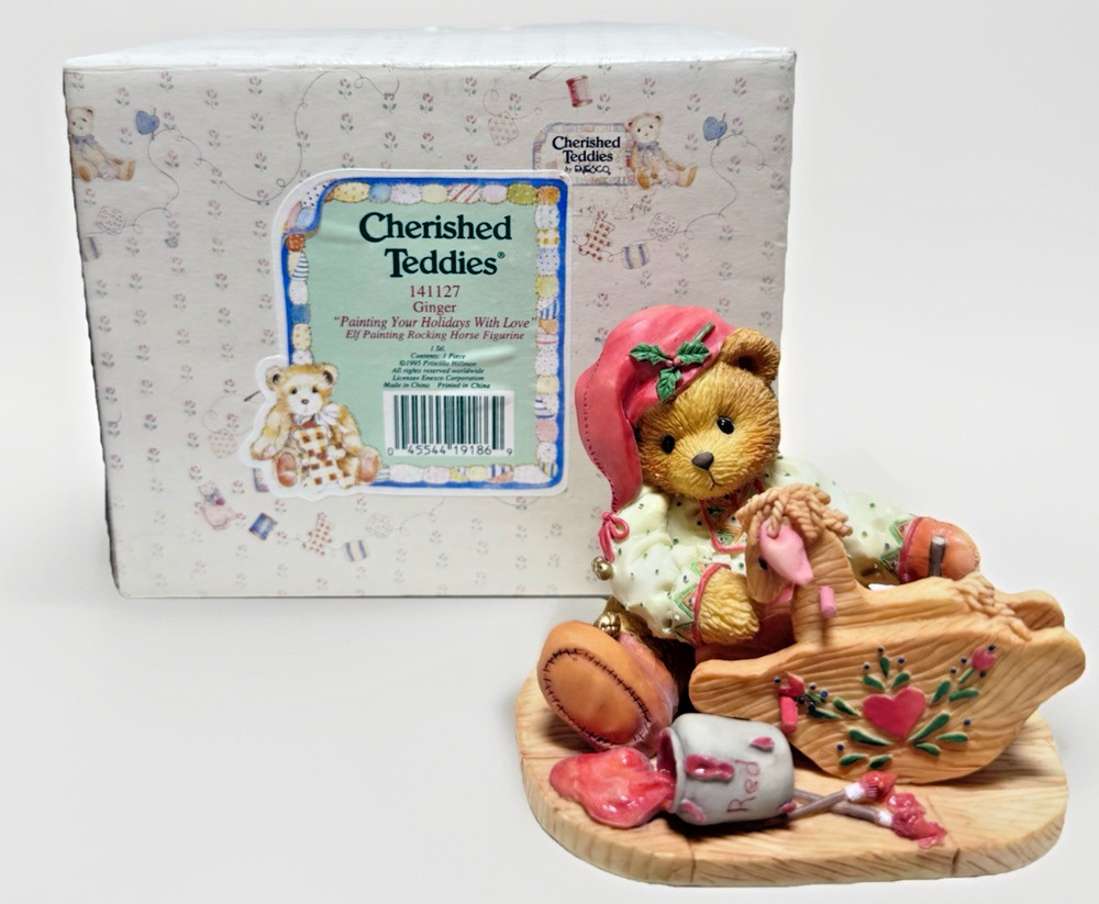 CHERISHED TEDDIES~141127~Ginger Painting Your Holidays Elf Rocking Horse (1995)